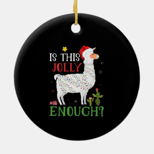 ラマおもしろいクリスマスの休日はこれで十分だすてき セラミックオーナメント (裏面)