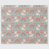 ラマおもしろいクリスマスラッピング紙 ラッピングペーパー (フラット)