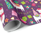 ラマおもしろいクリスマス ラッピングペーパー (ロールコーナー)