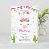 ラマおもしろいサボテン誕生日招待状 招待状 (スタンド正面)