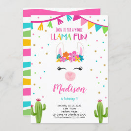 ラマおもしろいサボテン誕生日招待状 招待状