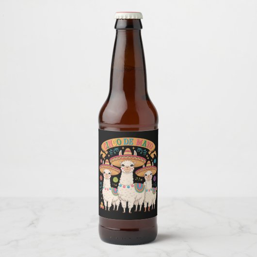 ラマおもしろいシンコデマヨフィエスタパーティー ビールラベル (正面)