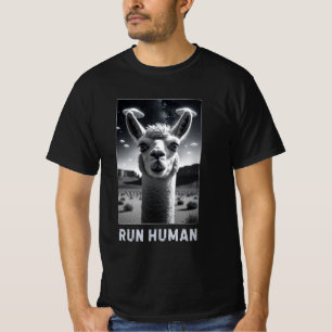 ラマおもしろいセルフィーUFOアー予測できなト Tシャツ