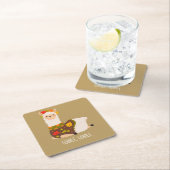 ラマおもしろいトルコ感謝祭 スクエアペーパーコースター (インサイチュ)