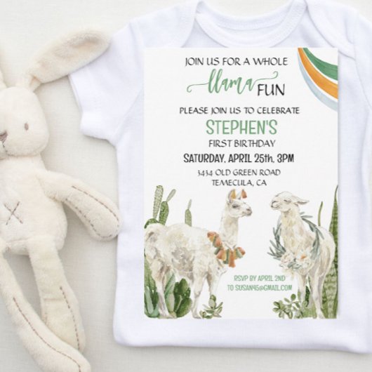 ラマおもしろいバースデーパーティーフィエスタサクトス 招待状