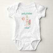 ラマおもしろいパーティークラッシャー ベビーボディスーツ (正面)