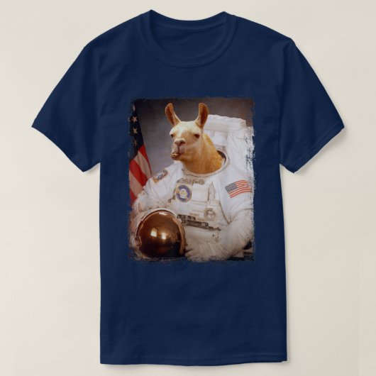 ラマおもしろいムーン宇宙宇宙飛行士 Tシャツ (デザイン正面)