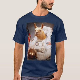 ラマおもしろいムーン宇宙宇宙飛行士 Tシャツ