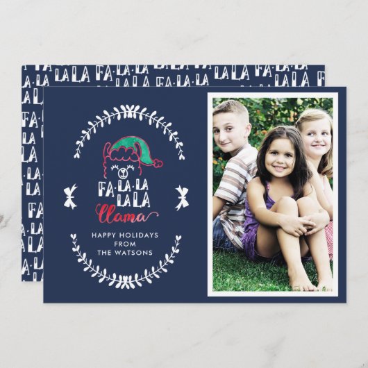 ラマおもしろい引用文クリスマスことわざフォトホリデー (正面/裏面)