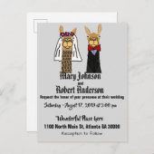 ラマおもしろい新郎新婦結婚式招待状 インビテーションポストカード (正面/裏面)