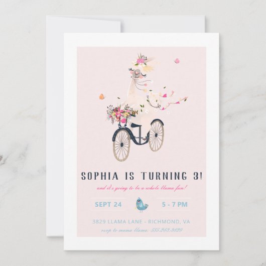 ラマおもしろい誕生会 招待状 (正面)