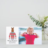 ラマおもしろい醜いクリスマスセーターカスタム写真 シーズンカード (スタンド正面)