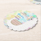 ラマおもしろい、カラフル子供の誕生日 ペーパーコースター (アングル)