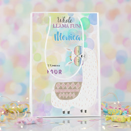 ラマおもしろい、カラフル子供の誕生日 ミディアムペーパーバッグ