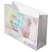 ラマおもしろい、カラフル子供の誕生日 ラージペーパーバッグ (正面アングル)