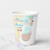 ラマおもしろい、カラフル子供の誕生日 紙コップ (裏面)