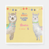ラマおもしろい、黄色のカラフル子供の誕生日 スタンダードランチョンナプキン (正面)