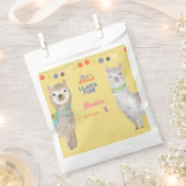 ラマおもしろい、黄色のカラフル子供の誕生日 フェイバーバッグ (クリップ留めされた状態)