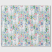 ラマお洒落とレインボー ラッピングペーパー (フラット)