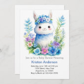 ラマお洒落アドベンチャーが男の子ベイビーシャワーを待つ 招待状 (正面/裏面)