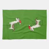 ラマかわいいおもしろいクリスマスホリデーキッズ キッチンタオル (横)