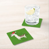 ラマかわいいおもしろいクリスマスホリデーキッズ スクエアペーパーコースター (インサイチュ)