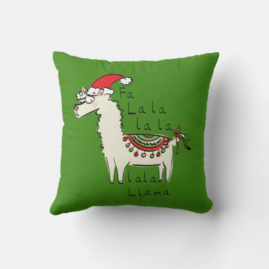 ラマかわいいおもしろいクリスマスホリデー クッション (裏面)