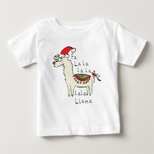 ラマかわいいおもしろいクリスマスホリデー ベビーTシャツ (正面)