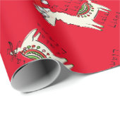 ラマかわいいおもしろいクリスマスホリデー ラッピングペーパー (ロールコーナー)