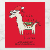 ラマかわいいおもしろいクリスマスホリデー ワインラベル (シングルラベル)