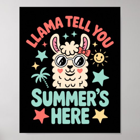 ラマが夏の到来を伝えるパロディ かわいい先生と生徒 ポスター (正面)