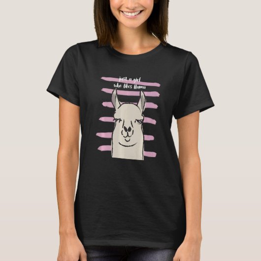 ラマが好きな女の子 Tシャツ (正面)