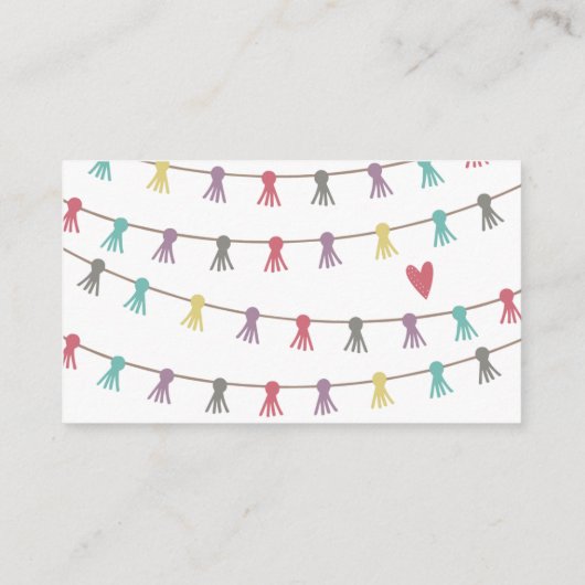 ラマが本を持ってくる赤ちゃんシャワーカードピンク エンクロージャーカード (裏面)