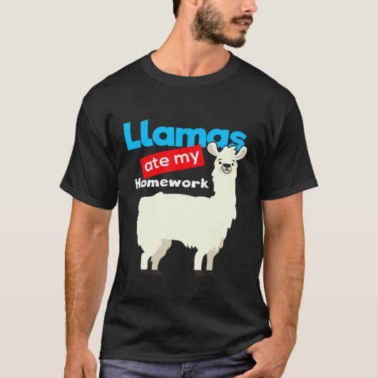 ラマが私の宿題を食べた Tシャツ (正面)