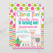 ラマさんの楽しい誕生日パーティー 招待状 (正面/裏面)