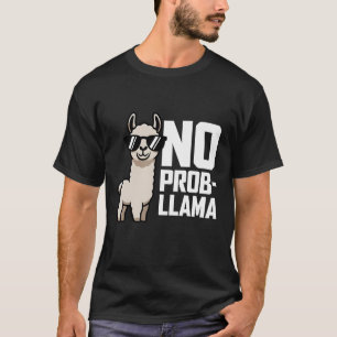 ラマって問題ないじゃん!おもしろかっこいいサングラスのかわいいラマ Tシャツ