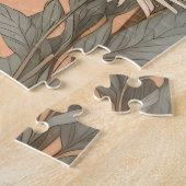 ラマとエレガントデイジーフラワーオンピーチ ジグソーパズル (側面)