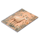 ラマとエレガントデイジーフラワーオンピーチ ノートブック (左側)