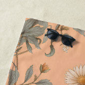 ラマとエレガントデイジーフラワーオンピーチ ビーチタオル (インサイチュ)