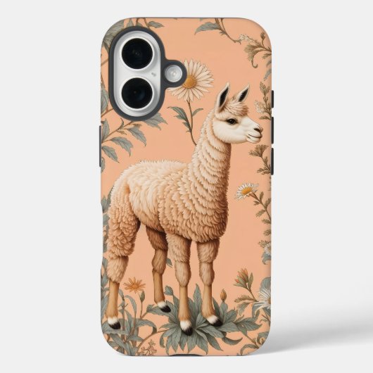 ラマとエレガントデイジーフラワーオンピーチ Case-Mate iPhoneケース (裏面)