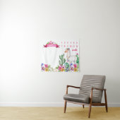 ラマとカクタスの花のベビー名前マイルストーン写真 タペストリー (インサイチュ(横))