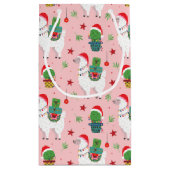 ラマとサクティクリスマスパターン スモールペーパーバッグ (裏面)