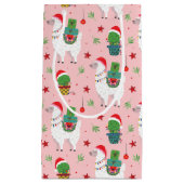 ラマとサクティクリスマスパターン スモールペーパーバッグ (正面)