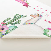 ラマとサボテンのフローラベビー名マイルストーンフォト シェルパブランケット (3/4)