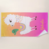 ラマとサボテンの友 ビーチタオル (正面)