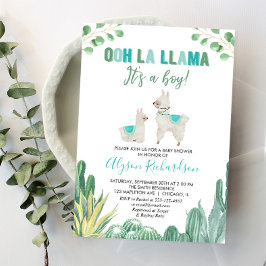 ラマとサボテンの男の子のシャワー 招待状