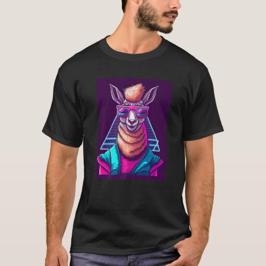 ラマとサングラス Tシャツ (正面)