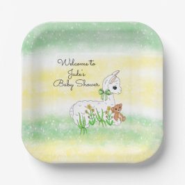ラマとテディベアをテーマにしたベビーシャワー ペーパープレート