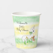ラマとテディベアをテーマにしたベビーシャワー 紙コップ (正面)