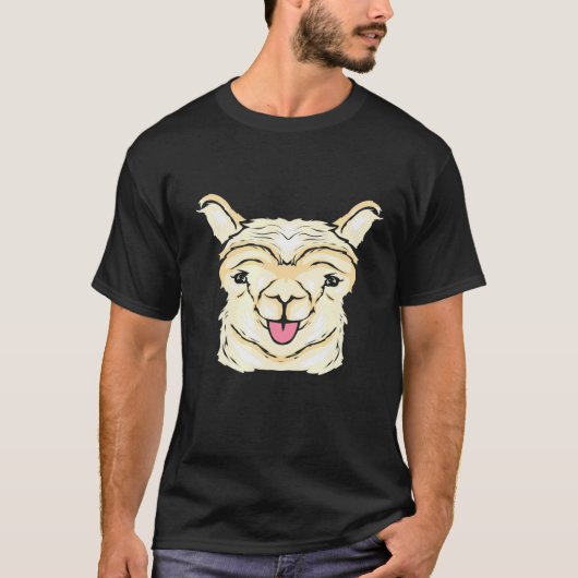 ラマとラクダの動物 Tシャツ (正面)